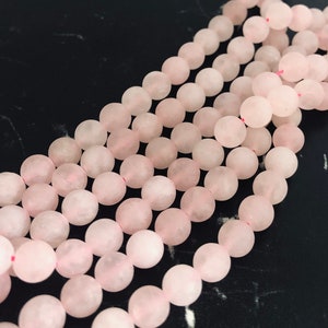 Natural Frosted Rose Quartz Beads 8/8.5mm 10 or 45 beads