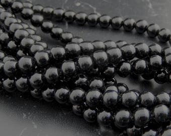 Black onyx agate 4.6, 8, 10 mm grade A
