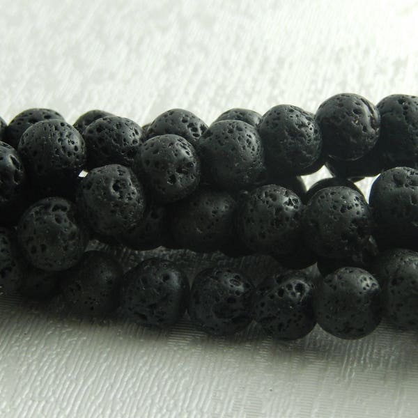 black Volcanic Lava beads 6.8 or 10 mm