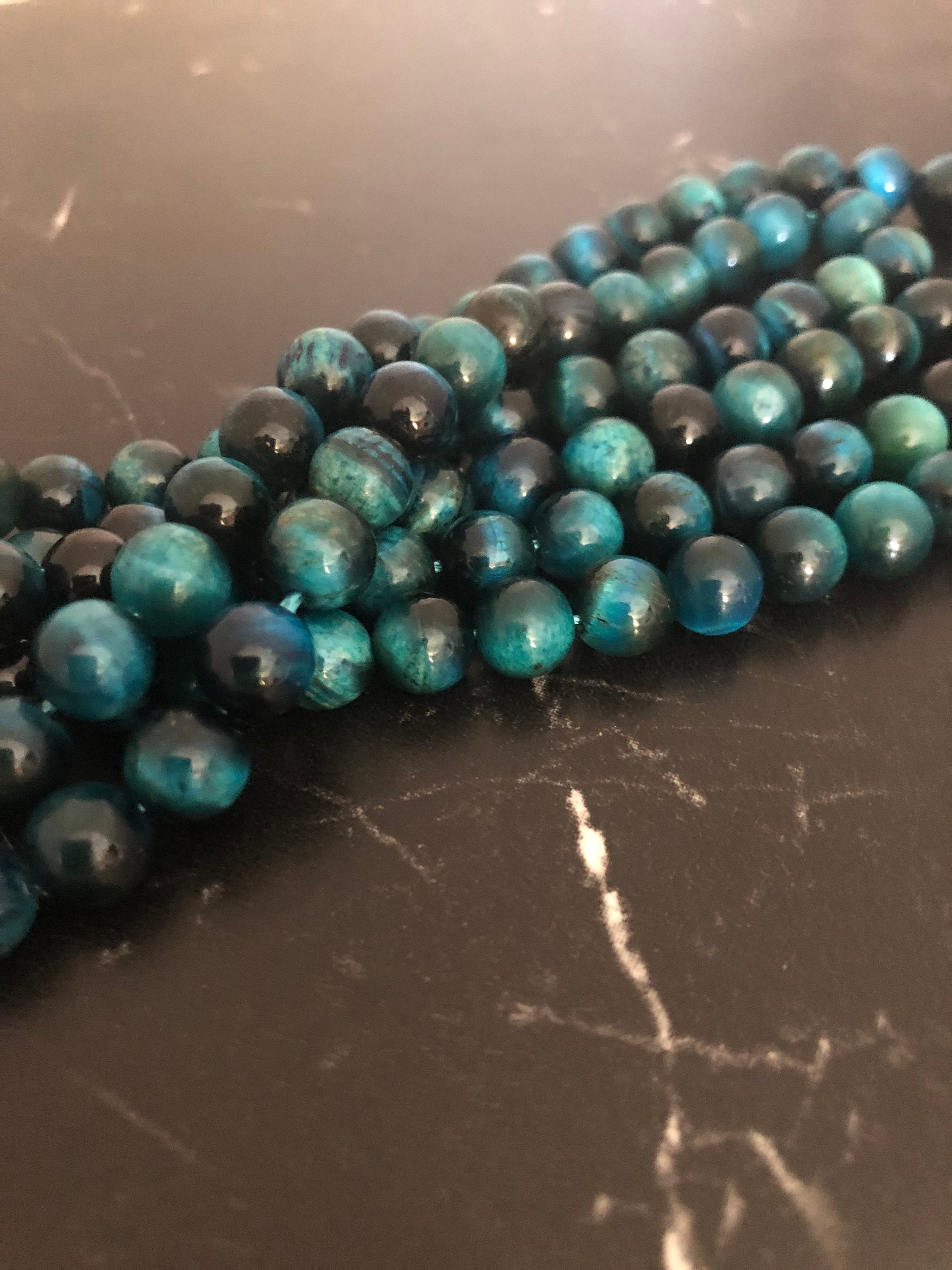 6 or 8mm turquoise tiger eye beads