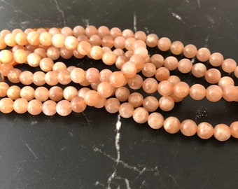 10 Perles Synthétiques Pierre De Soleil Orange 8mm - Boules Pailletées Scintillantes