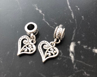 5 perles intercalaire pendentif Coeur