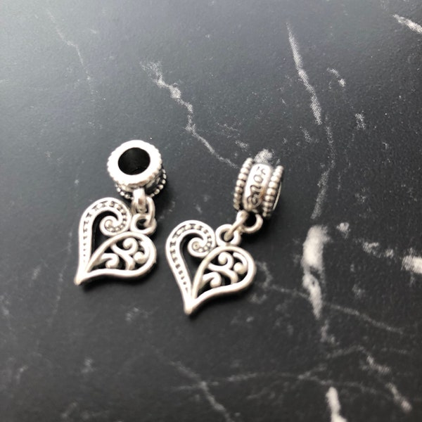 5 perles intercalaire pendentif Coeur