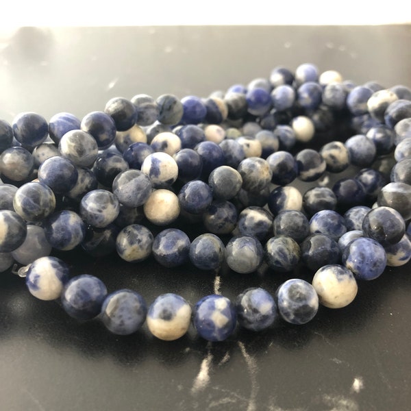 10 perles sodalite d'afrique du sud 6/8 mm