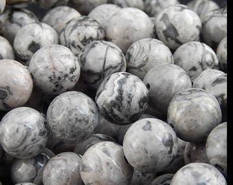 pearls Jasper 8 mm, set of 10 beads