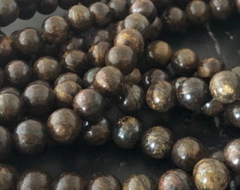 10 perles bronzite  8mm