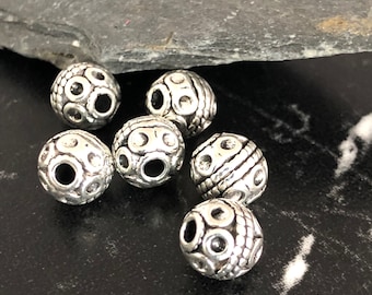 10 round spacer beads 8mm Tibetan