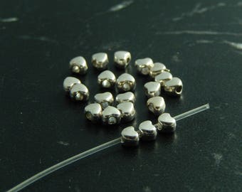 20 perles intercalaire coeur argent antique