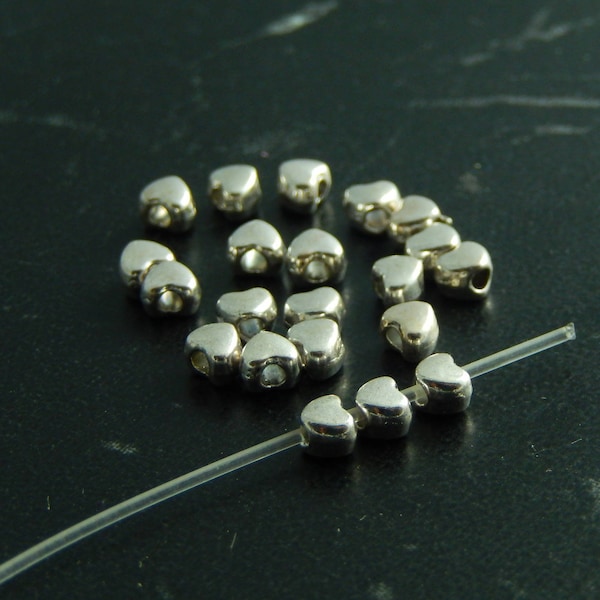 20 perles intercalaire coeur argent antique