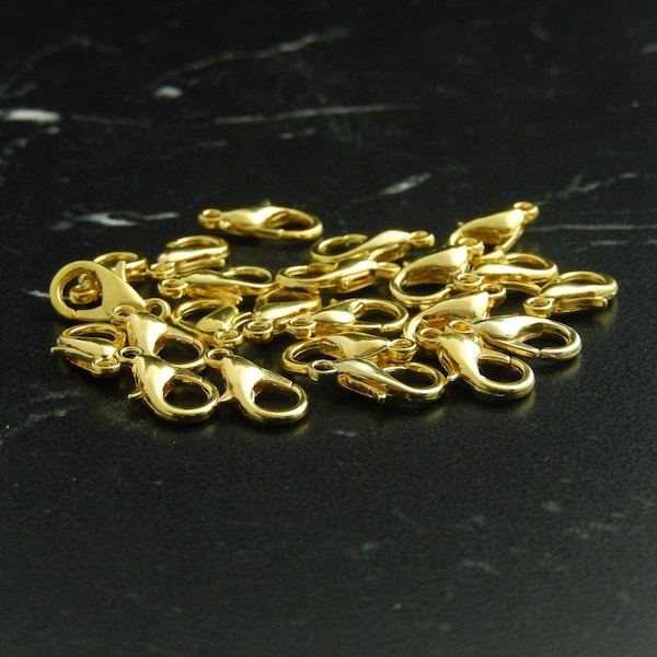 10 fermoirs mousquetons doré 6x12mm