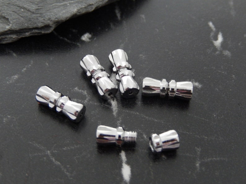 Lot De 10 Fermoirs à Vis Cylindre 15x6 Mm - Avec Trou Pour Fil, Couleur Argenté