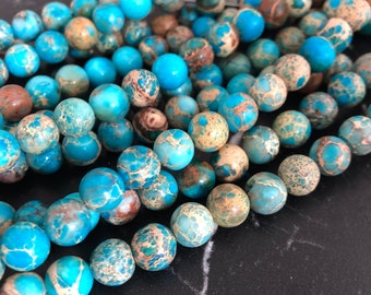 perles regalite turquoise 8 mm par 10 ou 46