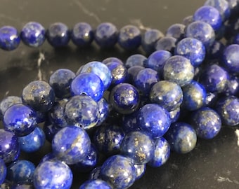 Lot de perles Lapis Lazuli non teint  4,6,8,10  mm