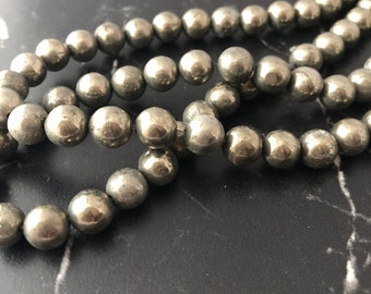 10 Pyrite beads of 8mm per 10 or 46 beads