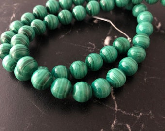 natural malachite beads 6 or 8 mm