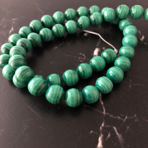 perles malachite naturelle   6 ou 8 mm