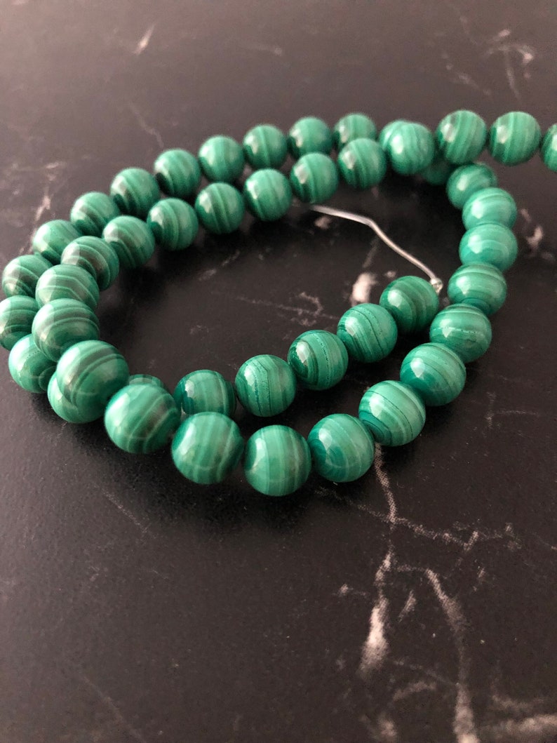 perles malachite naturelle 6 ou 8 mm 8mm X 10 perles