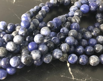 10 perles sodalite 4mm ou 8 mm