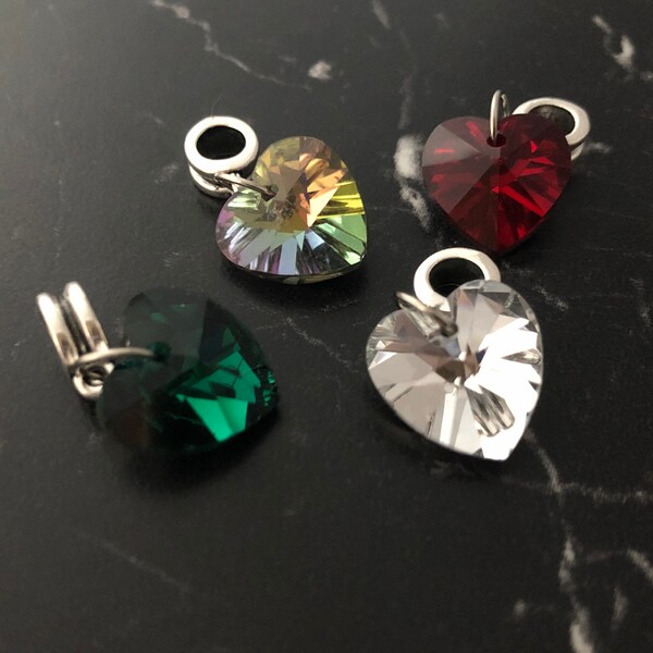 5 Perles  coeur verre couleur mixte