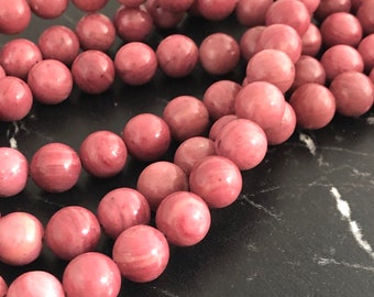 10 Perles rhodonites rose  8mm