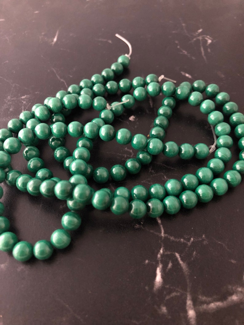 perles malachite naturelle 6 ou 8 mm 6mm x 10 Perles