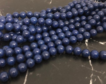 Lot De 5 Perles En Jaspe Sédimentaire 8mm - Bleu Ciel Pastel - Pour Créations Bijoux