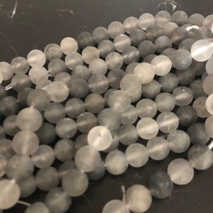 8mm matt cloud quartz beads