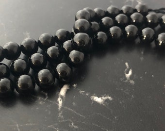 10 Perles Tourmaline noir grade AB, 8mm