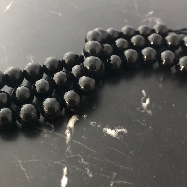 10 Perles Tourmaline noir grade AB, 8mm