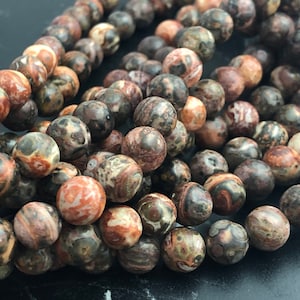 10 leopard jasper beads 8mm