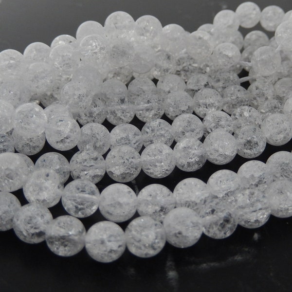 Cracked rock crystal 6mm or 8mm x 10 AA grade beads