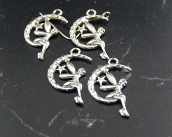 5 Tibetan silver fairy pendants