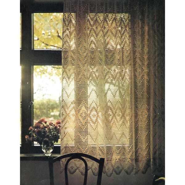 Rideau Crochet Pattern - Lace Sheer Airy Filet for Windows, Doorways