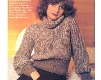Knit Cowl neck Sweater - Vintage Knitting pattern