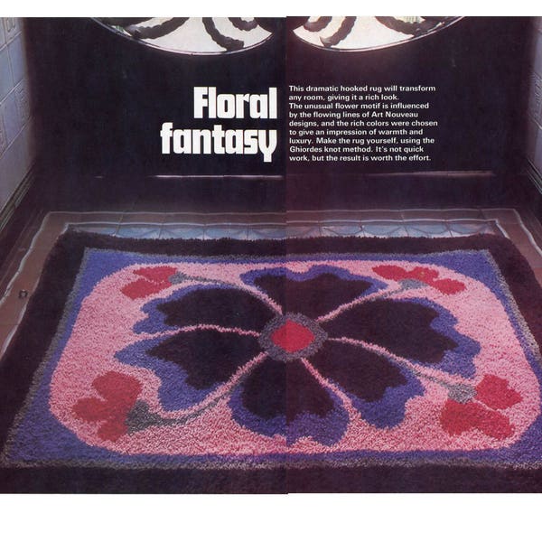 Latch Hook Pattern - Floral Rug - Large Flower Mat