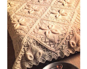 3D Blumen Bettdecke - Strickmuster - Spitze durchbrochene Blumen stricken Decke