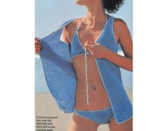 Bikini Crochet Pattern & Coverup - Two piece bralette, bottoms, vest