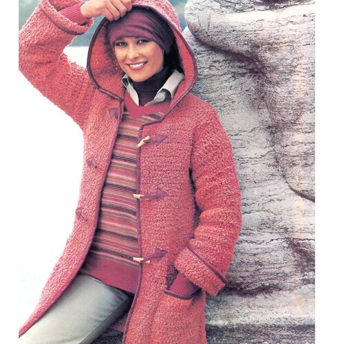 CROCHET Sweater Coat Jacket Long Sleeves Pattern Blue Jean Etsy