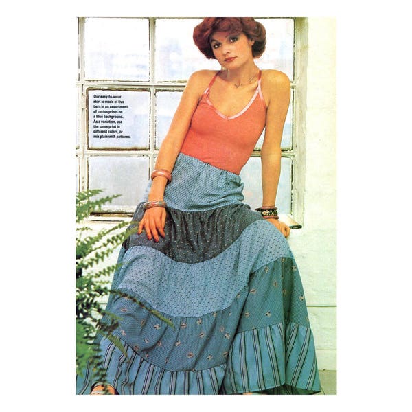 Tier Skirt Sewing Pattern - 5 Ruffle Striped Gathered Floor-length