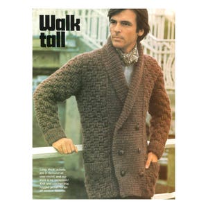 Cardigan Crochet/Knitting Pattern Mens Cardigan in Basketweave Design image 1