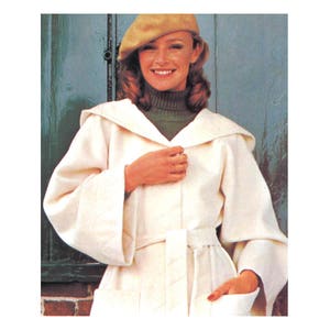 Coat Sewing Pattern- Hooded Robe Style Jacket with Wide Sleeves, Sash/Tie, Pocket, Hood