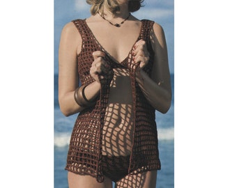 Coverup Crochet Pattern - Mesh Beach Jacket, Netted, Open Front, Ties