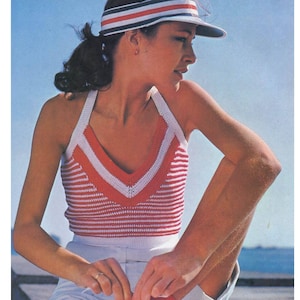 5-i-1 Virkade Linnen - 5 Modeller - Virkmönster - V-ringad, rygglös, halterneck topp