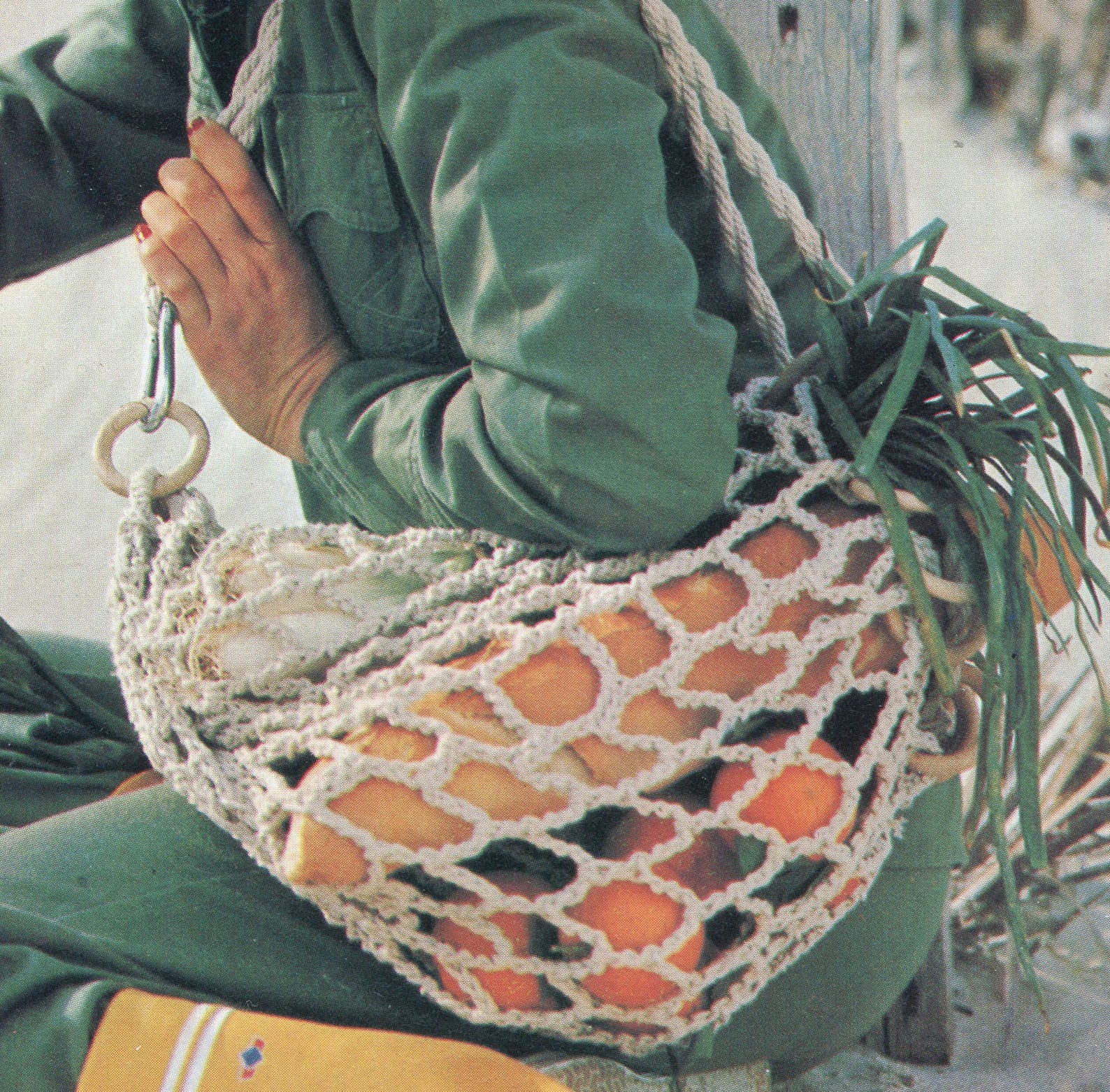 Netted Crochet Shopping Bag Draw String Beach Bag Etsy