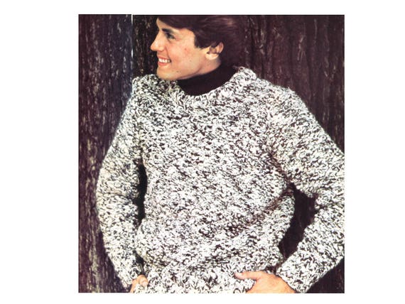 Sweater Knitting Pattern Bulky Mens Tweed Pullover