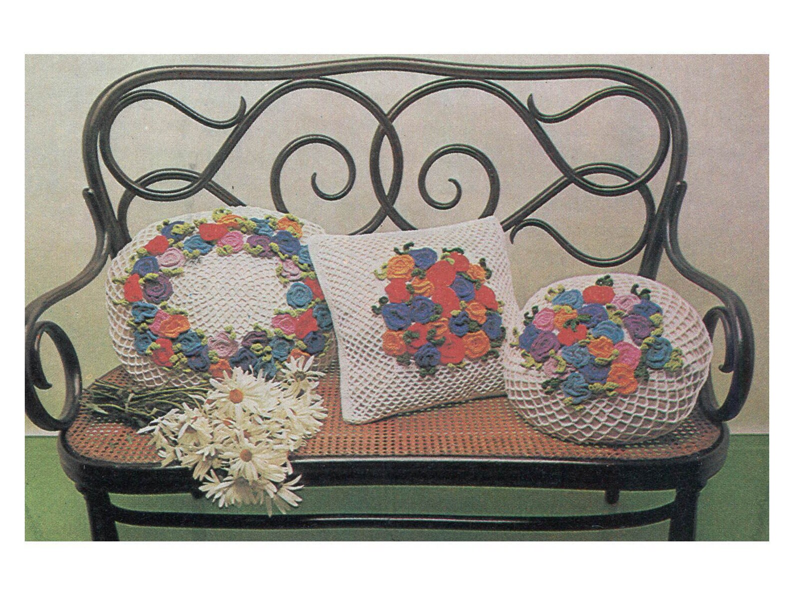 Pillow Crochet Pattern Floral Mesh Lace Crochet Covers With Etsy