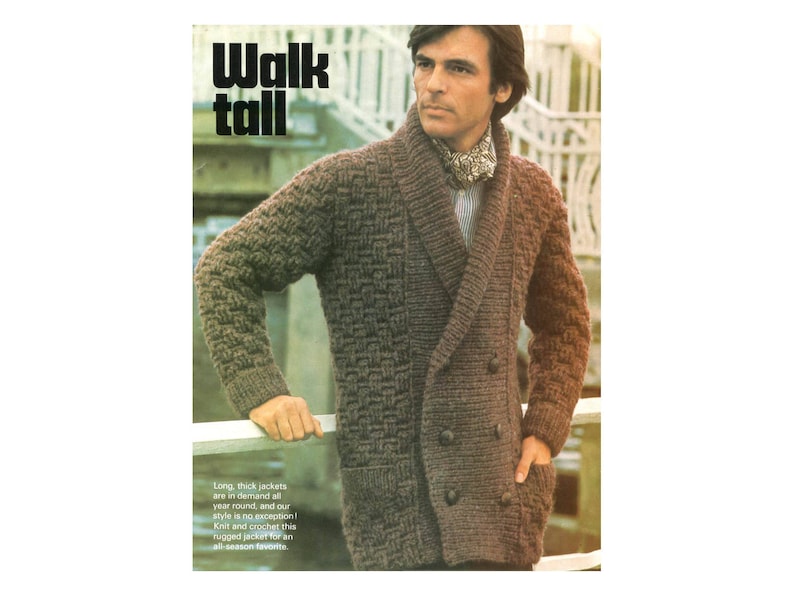 Cardigan Crochet/Knitting Pattern Mens Cardigan in Basketweave Design image 1