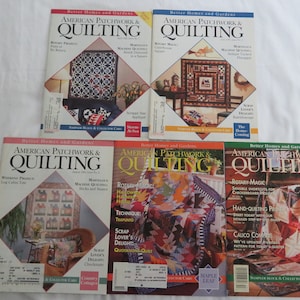 May include: Five copies of American Patchwork & Quilting magazine, featuring various quilting projects and techniques. The covers showcase colorful quilts with themes like "Scrap Lover's Delight", "Rotary Magic", and "Marvellous Machine Quilting".