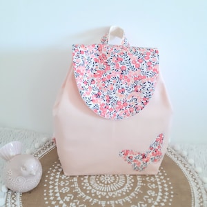 Sac à dos enfant personnalisé Liberty Wiltshire pois de senteur, cartable maternelle fille