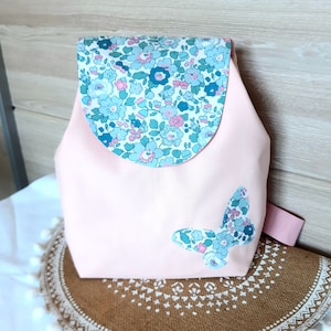 Sac à dos enfant personnalisé Liberty Betsy rose, cartable maternelle crèche fille